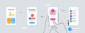 Sunny weather, Smile chat and Messenger mail minimal line icons. For web application, printing. Vector