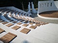 Sunny white summer amphitheater in outdoor in the park