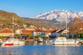 Sunny winter day, beautiful Mediterranean landscape. Montenegro, Tivat city Royalty Free Stock Photo