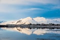 Sunny winter day in Hornafjordur fjord in Iceland Royalty Free Stock Photo