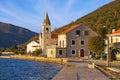 Sunny winter day in Mediterranean village. Montenegro, Tivat. View of Donja Lastva village Royalty Free Stock Photo