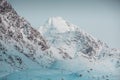 Sunny winter day in norwegian mountains and epic view, Norway. Amazing landscape in Lofoten. Lovely clouds Royalty Free Stock Photo