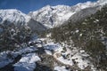 Sunny winter landscape with mountain river and forest in Austrian Alps, Mieming, Tyrol, Austria Royalty Free Stock Photo