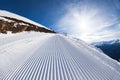 Sunny winter landscape of snow ski-track in Sochi Royalty Free Stock Photo