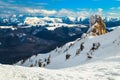 Sunny winter landscape with snowy slopes, Ciucas, Transylvania, Romania, Europe Royalty Free Stock Photo