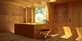 Sunny wood-panelled interior
