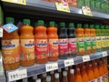 Sunquick branded fruit juice drinks available in stores. Royalty Free Stock Photo