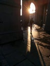 Sunrays at dusk over the city of turin