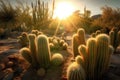 sunrays filtering through cactus spines