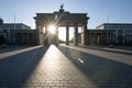 sunrice in the morning, famous Brandenburg Gate in Berlin, Germany Royalty Free Stock Photo