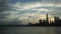 Sunrise above Downtown Manhattan in New NY across Hudon River - View from Liberty State Park in Jersey City, NJ. Royalty Free Stock Photo