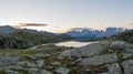 Sunrise above Laghi di Cornisello. Royalty Free Stock Photo