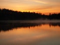 Sunrise above lake with reflection