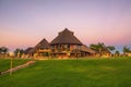 Sunrise above a luxury game lodge near the Kalahari desert in Namibia Royalty Free Stock Photo