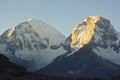 Sunrise above mountain Huascaran in Peru Royalty Free Stock Photo