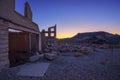 Sunrise above ruined building in Rhyolite, Nevada Royalty Free Stock Photo