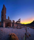 Sunrise above ruined building in Rhyolite, Nevada Royalty Free Stock Photo