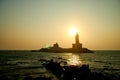 Sunrise above the sea Kanyakumari Comorin cape India Royalty Free Stock Photo