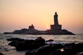 Sunrise above the sea Kanyakumari Comorin cape India Royalty Free Stock Photo