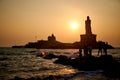 Sunrise above the sea Kanyakumari Comorin cape India Royalty Free Stock Photo