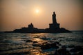 Sunrise above the sea Kanyakumari Comorin cape India Royalty Free Stock Photo