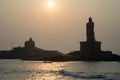 Sunrise above the sea Kanyakumari Comorin cape Royalty Free Stock Photo