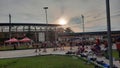 The sunrise accompanies the steps of the athletes competing on the roller skating track