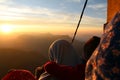 People look at the sun. The sunrise on Adam`s peak in Sri Lanka Royalty Free Stock Photo