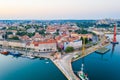 Sunrise aerial view of Croatian town Pula Royalty Free Stock Photo