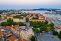 Sunrise aerial view of Croatian town Pula Royalty Free Stock Photo