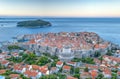 Sunrise aerial view of the old town of Dubrovnik, Croatia Royalty Free Stock Photo