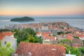 Sunrise aerial view of the old town of Dubrovnik, Croatia Royalty Free Stock Photo