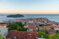 Sunrise aerial view of the old town of Dubrovnik, Croatia Royalty Free Stock Photo