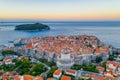 Sunrise aerial view of the old town of Dubrovnik, Croatia Royalty Free Stock Photo