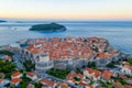 Sunrise aerial view of the old town of Dubrovnik, Croatia Royalty Free Stock Photo