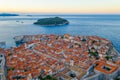 Sunrise aerial view of the old town of Dubrovnik, Croatia Royalty Free Stock Photo