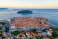 Sunrise aerial view of the old town of Dubrovnik, Croatia Royalty Free Stock Photo