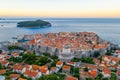 Sunrise aerial view of the old town of Dubrovnik, Croatia Royalty Free Stock Photo