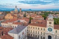 Sunrise aerial view over Palazzo della Ragione in Italian town P Royalty Free Stock Photo