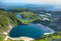 Sunrise aerial view of seven rila lakes in Bulgaria