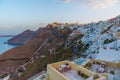 Sunrise aerial view of Thira/Fira, Santorini, Greece Royalty Free Stock Photo