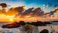 Sunrise at Ahtopol lighthouse in Bulgaria Royalty Free Stock Photo