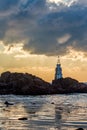 Sunrise at Ahtopol lighthouse in Bulgaria Royalty Free Stock Photo