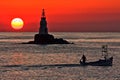 Sunrise at Ahtopol lighthouse Royalty Free Stock Photo