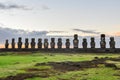 Sunrise at the Ahu Tongariki in Easter Island, Chile