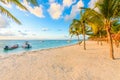 Sunrise at Akumal beach, paradise bay at Riviera Maya, caribbean