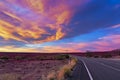 Sunrise Along A Desert Highway Near Marble Canyon, Arizona Royalty Free Stock Photo