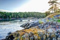 Sunrise along the rocky shorelines of the Gulf Islands off the shores of Vancouver Island Royalty Free Stock Photo