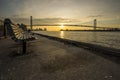 Sunrise at Ambassador bridge on Detroit river