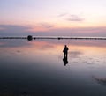 Sunrise and angler, good morning from sanur beach